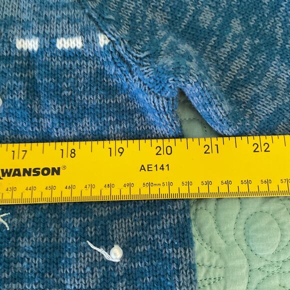 Holiday Time Ugly Christmas Sweater Meowy Christmas Cat 1X 16W Blue - Picture 7 of 8